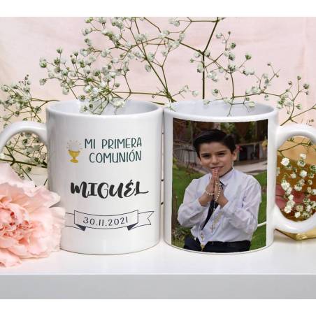 Taza personalizada de la primera comunión con foto del niño - Detalles Personalizados