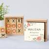 Juego 3 en raya personalizado con pegatina "Flores" Detalles invitados bautizo - Juegos personalizados de bautizo