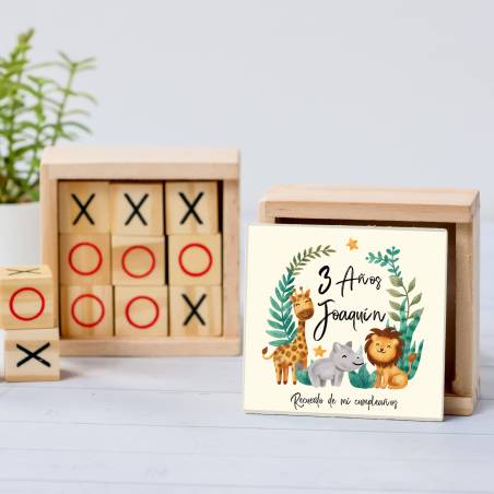 Juego 3 en raya personalizado con pegatina "Selva" Detalles invitados cumpleaños - Juegos personalizados de cumpleaños
