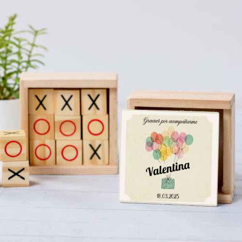 Juego 3 en raya personalizado con pegatina "Globos" Detalles invitados cumpleaños - Juegos personalizados de cumpleaños