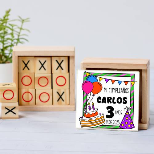 Juego 3 en raya personalizado con pegatina "Marco" Detalles invitados cumpleaños - Juegos personalizados de cumpleaños
