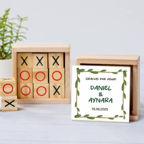 Juego 3 en raya personalizado con pegatina "Árbol" Detalles invitados boda - Juegos personalizados de boda
