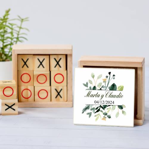 Juego 3 en raya personalizado con pegatina "Nature" Detalles invitados boda - Juegos personalizados de boda