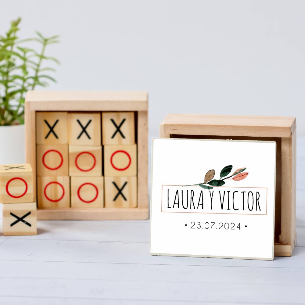 Juego 3 en raya personalizado con pegatina "Ocaso" Detalles invitados boda - Juegos personalizados de boda