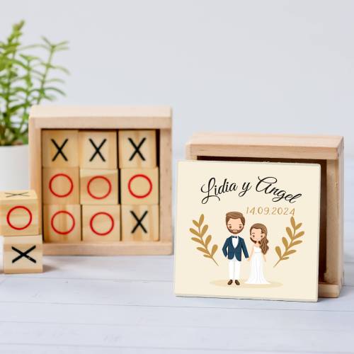 Juego 3 en raya personalizado con pegatina "Trigo" Detalles invitados boda - Juegos personalizados de boda