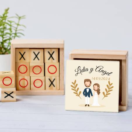 Juego 3 en raya personalizado con pegatina "Trigo" Detalles invitados boda - Juegos personalizados de boda