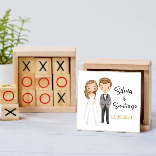 Juego 3 en raya personalizado con pegatina "Lemonnade" Detalles invitados boda - Juegos personalizados de boda