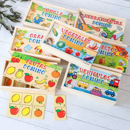 Domino infantil madera con dibujos para niños - Detalles Boda Niños