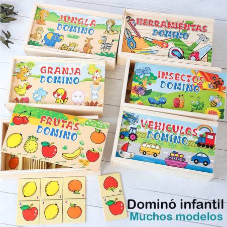 Domino infantil madera con dibujos para niños - Detalles Boda Niños