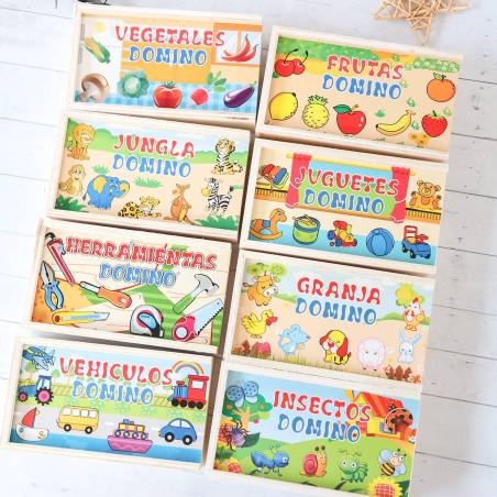 Domino infantil madera con dibujos para niños - Detalles Boda Niños