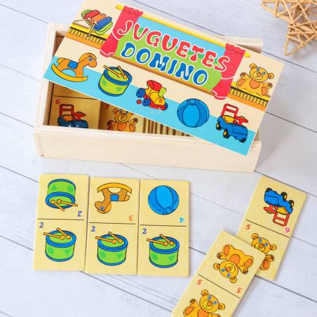 Domino infantil madera con dibujos para niños - Detalles Boda Niños