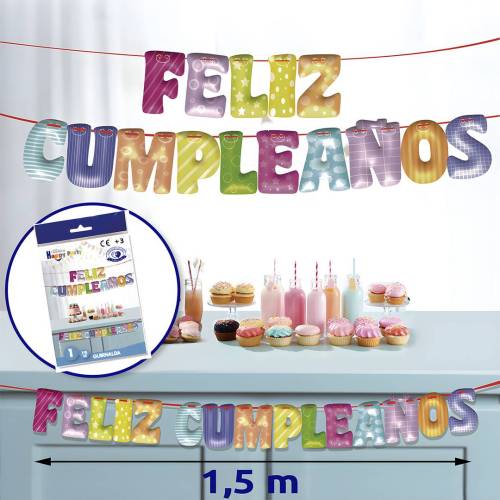 Guirnalda "Feliz Cumpleaños" de Colores - Decoración Cumpleaños