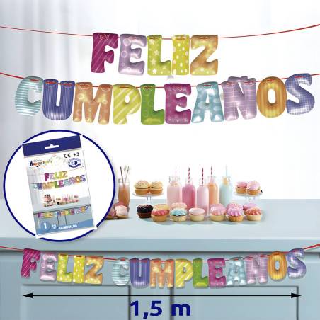 Guirnalda "Feliz Cumpleaños" de Colores - Decoración Cumpleaños