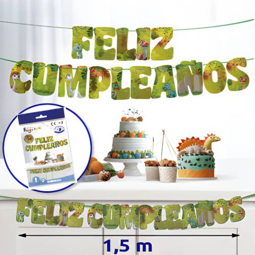 Guirnalda Feliz Cumpleaños Dinosaurios - Decoración Cumpleaños