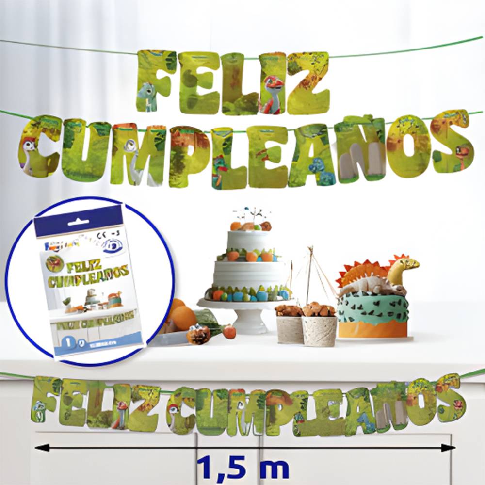 Guirnalda Feliz Cumpleaños Dinosaurios - Decoración Cumpleaños
