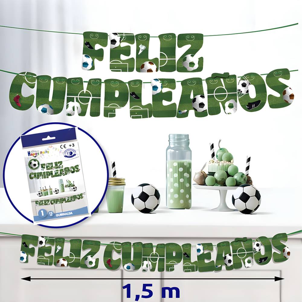 Guirnalda Feliz Cumpleaños Fútbol - Decoración Cumpleaños