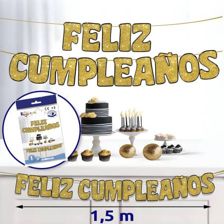 Guirnalda Feliz Cumpleaños Dorada ORO - Decoración Cumpleaños