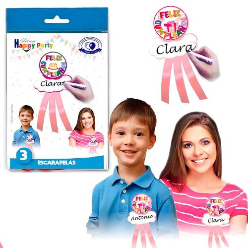 Pack de 3 Escarapelas de Cumpleaños - Decoración Cumpleaños