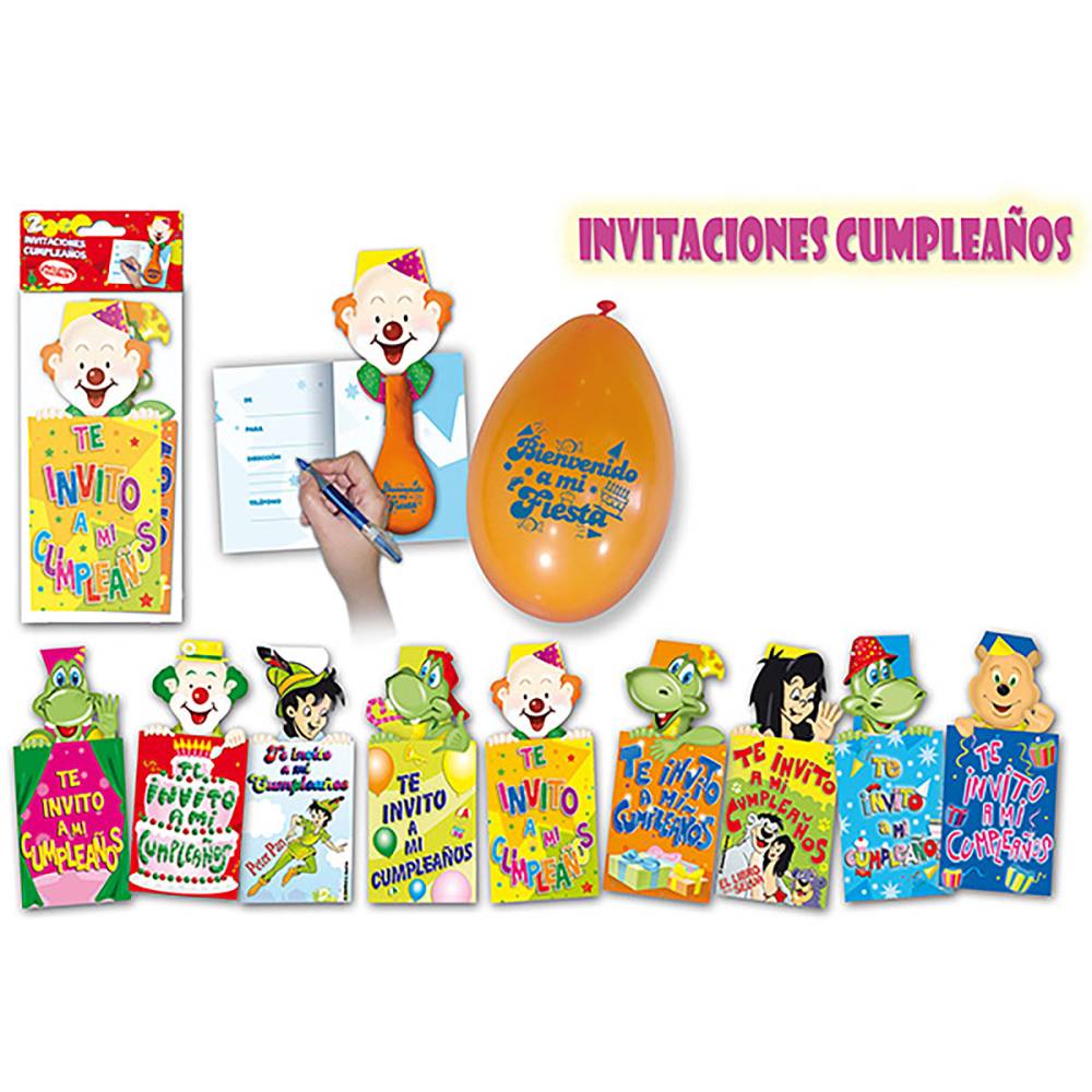 Pack de 2 Invitaciones de Cumpleaños Infantiles con Diseño Divertido - Decoración Cumpleaños