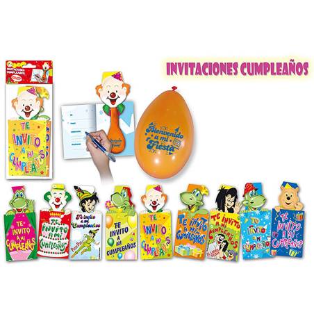 Pack de 2 Invitaciones de Cumpleaños Infantiles con Diseño Divertido - Decoración Cumpleaños