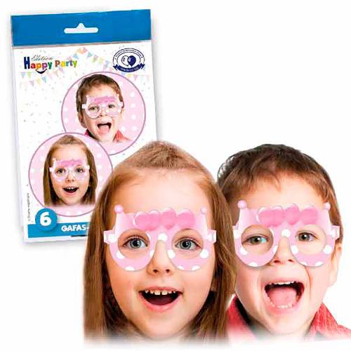 Pack de 6 Gafas Infantiles Rosa con Lunares - Decoración Cumpleaños