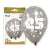 Pack de 6 Globos 25 Aniversario Plateados - Decoración de Boda