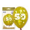Pack de 6 Globos 50 Aniversario Dorados - Decoración de Boda