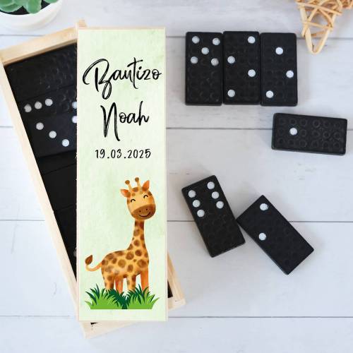 Dominó personalizado con pegatina "Selva" Bautizo - Juegos personalizados de bautizo