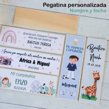 Dominó personalizado con pegatina "Selva" Bautizo - Juegos personalizados de bautizo