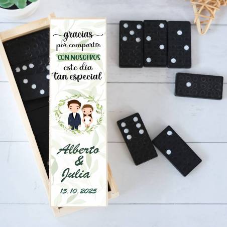 Dominó personalizado con pegatina "Novios" Detalles de boda - Juegos personalizados de boda