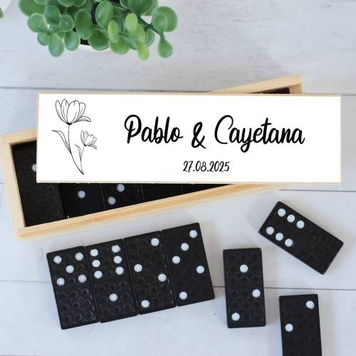 Dominó personalizado con pegatina "Amapola" Detalles de boda - Juegos personalizados de boda