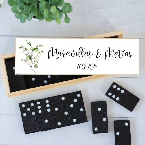 Dominó personalizado con pegatina "Ramas" Detalles de boda - Juegos personalizados de boda