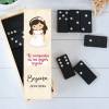 Dominó personalizado con pegatina "Niña beige" Detalles de comunión - Juegos personalizados de comunión