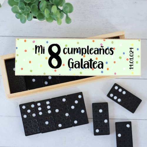 Dominó personalizado con pegatina "Puntos" Detalles de cumpleaños - Juegos personalizados de cumpleaños