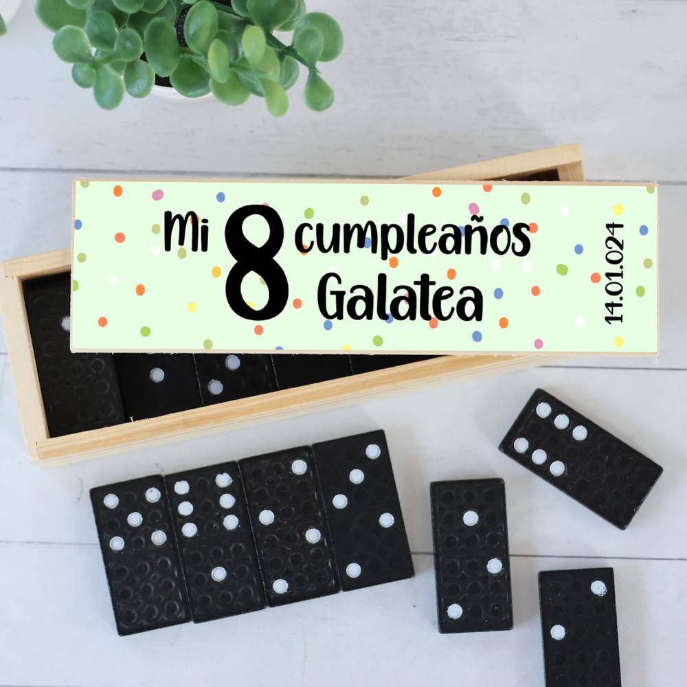 Dominó personalizado con pegatina "Puntos" Detalles de cumpleaños - Juegos personalizados de cumpleaños