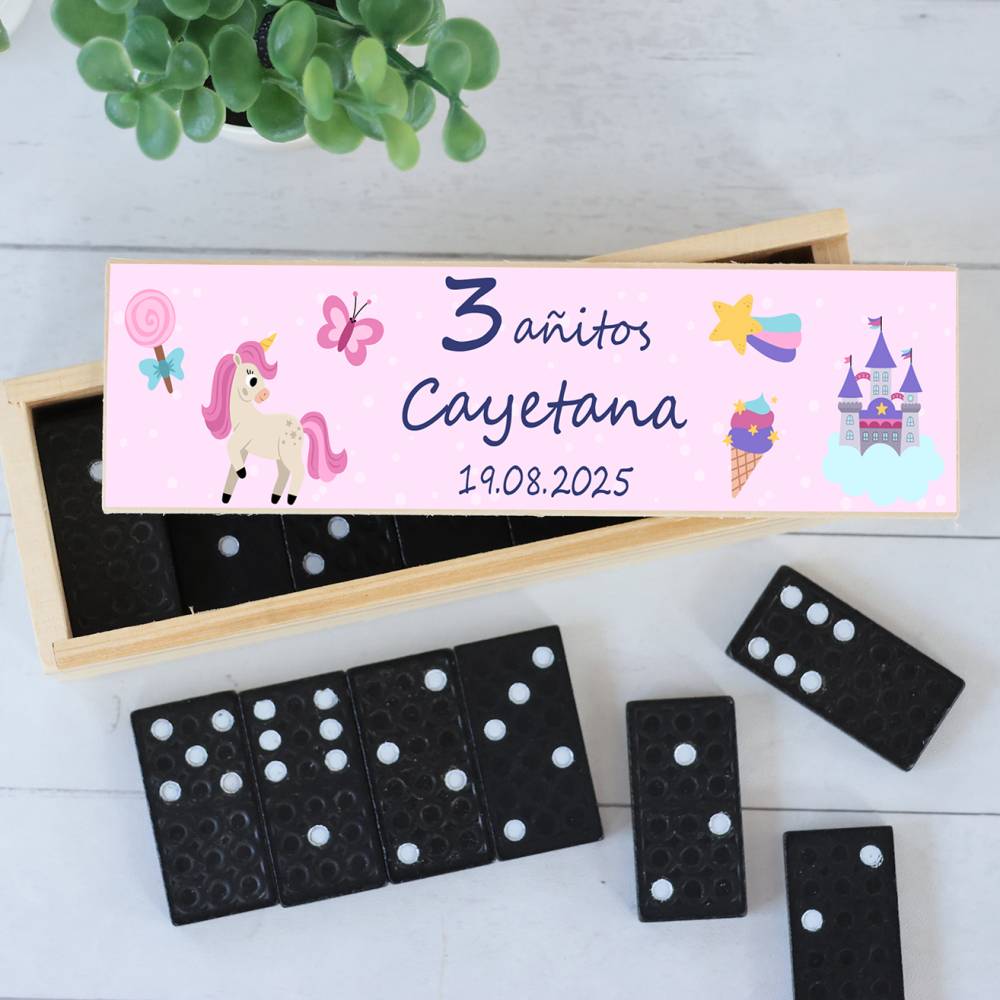 Dominó personalizado con pegatina "Princesas" Detalles de cumpleaños - Juegos personalizados de cumpleaños