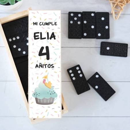 Dominó personalizado con pegatina "Pastel" Detalles de cumpleaños - Juegos personalizados de cumpleaños