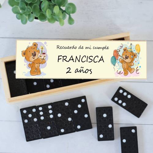 Dominó personalizado con pegatina "Ositos" Detalles de cumpleaños - Juegos personalizados de cumpleaños