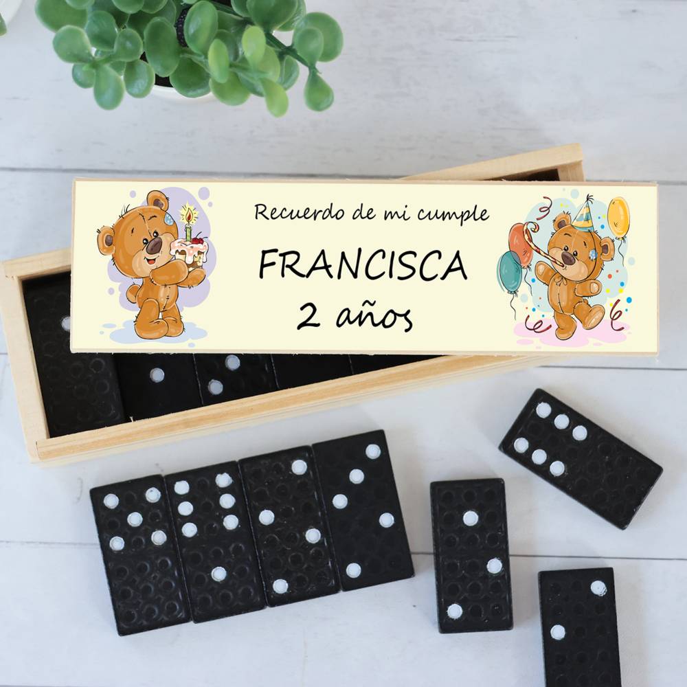 Dominó personalizado con pegatina "Ositos" Detalles de cumpleaños - Juegos personalizados de cumpleaños