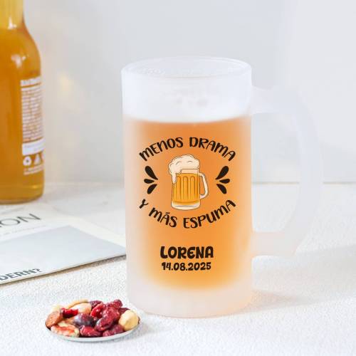 Jarra de cerveza personalizada "Menos drama" Regalos personalizados - Regalos personalizables cumpleaños