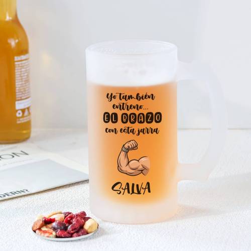 Jarra de cerveza personalizada "Entreno" Regalos personalizados - Regalos personalizables cumpleaños