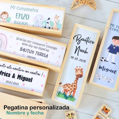 Dominó de animales personalizado con pegatina "Amapola" Detalles de boda - Juegos personalizados de boda