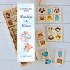 Dominó de animales personalizado con pegatina "Osito azul" Detalles de bautizo - Juegos personalizados de bautizo