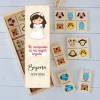 Dominó de animales personalizado con pegatina "Niña beige" Detalles de comunión - Juegos personalizados de comunión