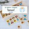 Dominó de animales personalizado con pegatina "Niño rubio" Detalles de comunión - Juegos personalizados de comunión