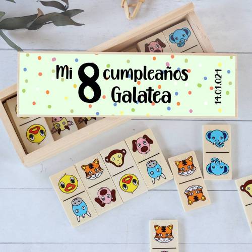 Dominó de animales personalizado con pegatina "Puntos" Detalles de cumpleños - Juegos personalizados de cumpleaños