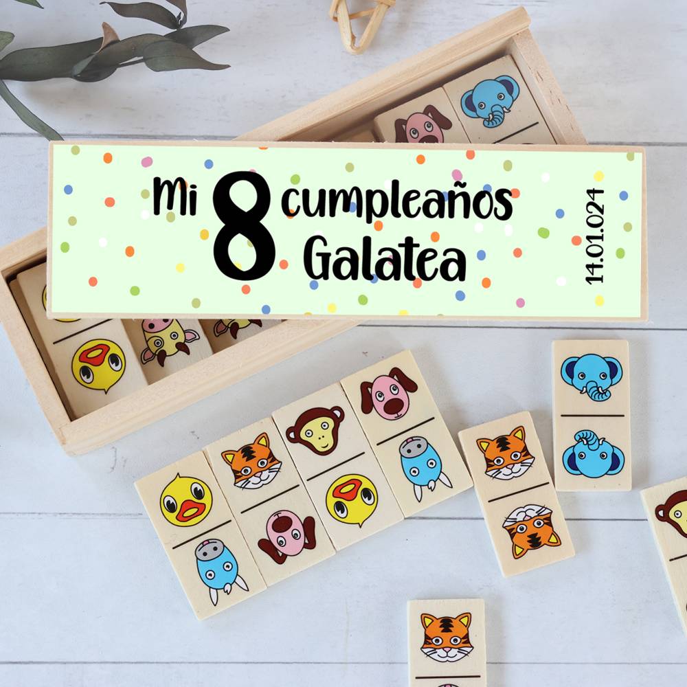 Dominó de animales personalizado con pegatina "Puntos" Detalles de cumpleños - Juegos personalizados de cumpleaños