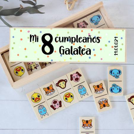 Dominó de animales personalizado con pegatina "Puntos" Detalles de cumpleños - Juegos personalizados de cumpleaños