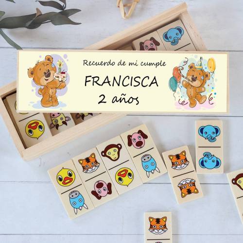Dominó de animales personalizado con pegatina "Ositos" Detalles de cumpleaños - Juegos personalizados de cumpleaños