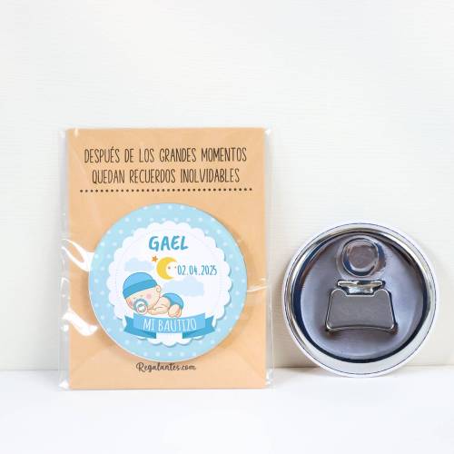 Abridor con imán personalizado "Dulces Sueños" detalles bautizo - Abridor Imán Personalizado Bautizo